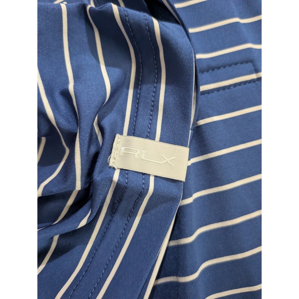 RLX Ralph Lauren Mens Blue White Striped Golf Polo Shirt Short Sleeve Size M - Picture 4 of 7